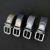 New Design Elastic Woven Mens Belt with Fullgrain Leather