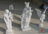 White Marble Angel Carving Sculpture for Cemetery / Garden