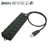 Rubber Surface Super Speed with 7 Switches 7 Port Hub USB 3.0