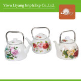 Round Enamel Flower Decal Kettle with Steel Handle (BY-3010)