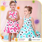 Flower Printing Girl Dresses with Rhinestones Decorated