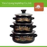 Black Ceramic Pot 3 Pieces Cast Iron Enamel Cookware Stock Pot (BY-1101-2)