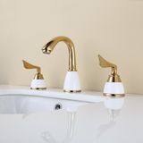 3 Hole Double Handle Golden Faucet