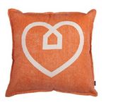 Cotton/Linen Cushion Cover with Orange Heart Printing (LN041)