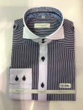 Men's Business Long Sleeve Contrast Fabric Sripe Shirt
