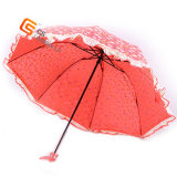 Three Fold Printed Cloth Fabric Fold Umbrella (YS-3F3005A)