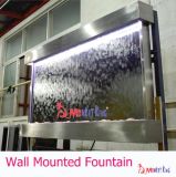 Hotel Decor Fountain Istainless Steel Frame Wall Mounted Indoor Waterfall Fountain LED Fountain Metal Glass Fountain for Hotel Wall Decor Restaurant Wall Decor