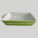 Green Square Glazed Ceramic Bakeware