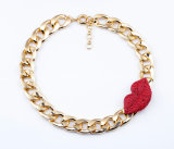 Punk Fashion Accessories Charm Crystal Red Lips Pendant Chunky Short Design Necklace
