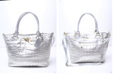 Designer Silver PU Handbag (T090201)
