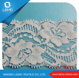 Embroidered Tricot Lace Trim with Elastic