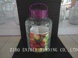 Clear Glass Dispenser Jug With Purple Plastic Lid