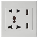 South Africa RoHS White Wall Socket with 5V/2.4A USB Charger