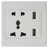 South Africa RoHS White Wall Socket with 5V/2.4A USB Charger