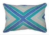 Cotton/Linen Rectangular Cushion Cover with Blue Crossed Digital Printing (LN054)