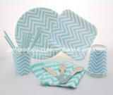 Professional Party Supplier of Blue Chevron Paper Tableware