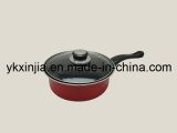 Kitchenware 20cm Red Carbon Steel Frying Pan with Glass Cover