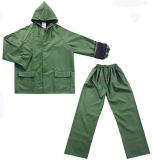 Army Green Polyester/PVC Water-Proof Motorcycle Rainsuit for Adult