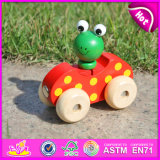 2015 New Arrival Unique Mini Car Wooden Toy, Lovely Frog Design Wooden Hand Pull and Push Toy, Christmas Wooden Drag Toy W04A141