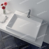 Durable Solid Surface Snow White Lavatory Bathroom Wash Basin/Sink (JZ1013)