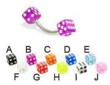 Dice Eyebrow Curve Piercing Jewelry with Crystal (5541)
