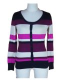 Lady Knitted Cardigan / Top / Sweater /Garment with Stripes (ML140-2)