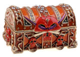 Rhinestone Pirate Jeweled Chest Pewter Ornament Metal Magic Treasure Box Giftware Russian Faberge Craft Sourvenir