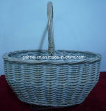 Grey Wicker Basket with Handle (WBS014)