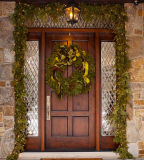 Christmas Front Door Decorating Glass Exterior Wooden Doors