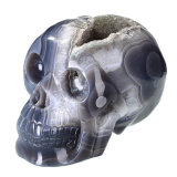 Geode Agate Collectible Human Skull Carving (0V71)