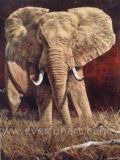 African Art Elephant Oil Painting
