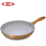 Aluminum Cream Ceramic Pan with Golden Coating