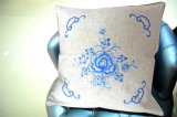 Square Handmade Embroidery Linen Cushion Cover