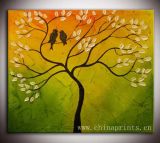Modern Trees and Birds Oil Paintings for Decoration