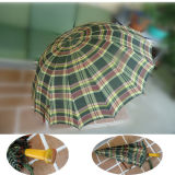 High Quality Automatic Wooden Plaid Parasol Straight Umbrella