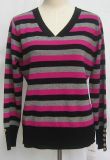 Ladies' Wool Cashmere Stripes Sweater (8RT6055)