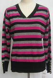 Ladies' Wool Cashmere Stripes Sweater (8RT6055)