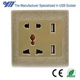 PC Plate 13A Multi Power Wall Socket with Dual USB Charging 2400mA