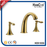 Double Handle Three Holes Golden Basin Lavatory Faucet (HC9193G)