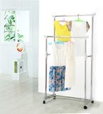 (FH-CA02-A) Grey Double-Pole Clothes Rack, Movable, Adjustable, Extendable Clothes Airer, Stainless Steel Clothes Hanger, Many Color Available