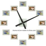 White Color Home Decor Aluminum DIY Photo Frame Wall Clock (IH-1844C)