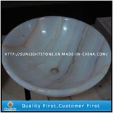 Polished White Jade Marble Bathroom Sink