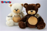 Wholesale Price Plush Stuffed Big Tummy Teddy Bear Toy with Ribbon in Beige and Brown Color