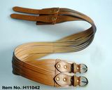 Double Buckles Brown PU Belt