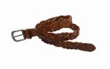 Brown Leather Plaited Women Belt