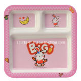 100%Melamine Tableware-Kid's Cute Square 3-Divided Plate (BG823)