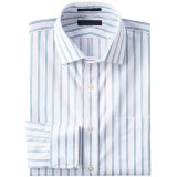 No Iron Spread Collar Cotton Stripe Business Men's Shirt