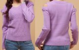 Lady Fashion Purple Knitted Pullover Sweater/Garment (ML1229)