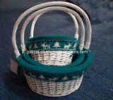 Green Lined Willow Gift Basket(WBS034)