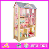 2015 New Cute Kids Wooden Doll House Toy, Popular Lovely Children Wooden Doll House, Fashion DIY DIY Wooden Doll House W06A043